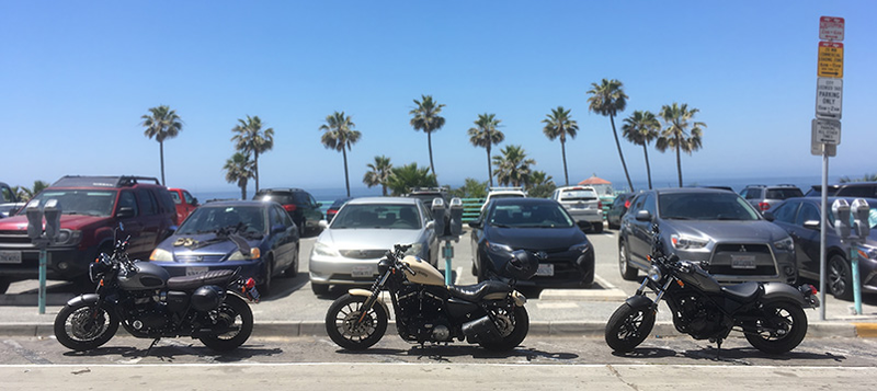 The Rebel fits right in with a Triumph and a Harley.